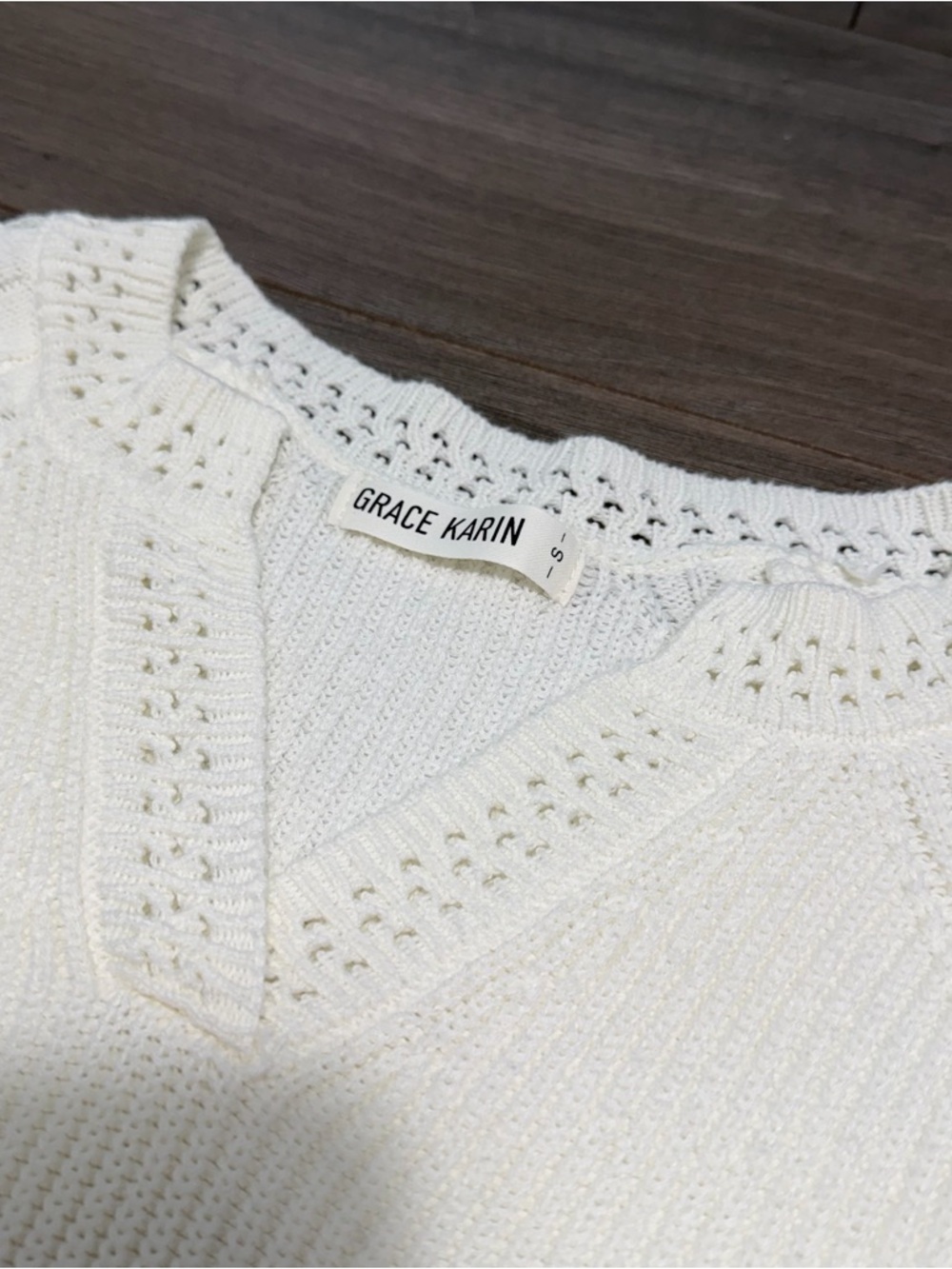 Grace Karin White Cable-Knit V-Neck Sweater- NEW - Picture 3 of 6